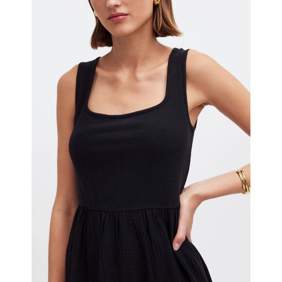 Madewell Knit Tank Midi Dress Black Minimalist Casual A Line Cotton Small NWT - Picture 3 of 16